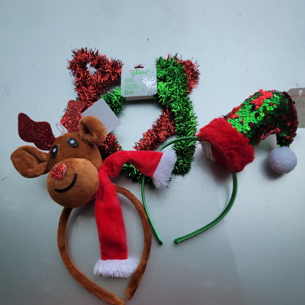 Christmas Festive Reindeer and Elf Headbands All 4 New